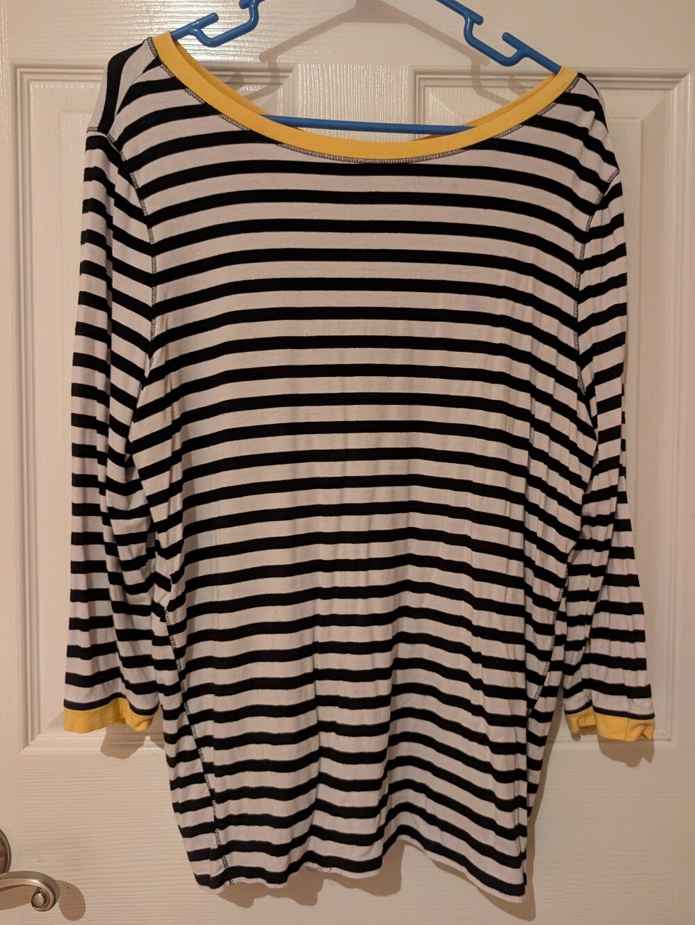 Striped Black & White Tunic with Yellow Trim